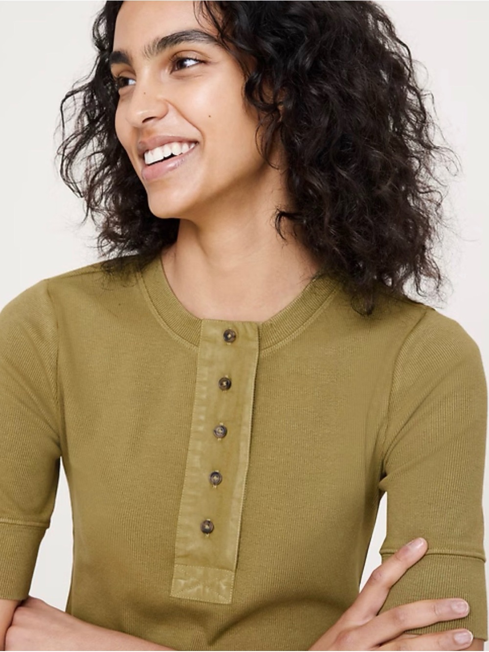 Banana Republic Olive Green Ribbed Henley Size XS